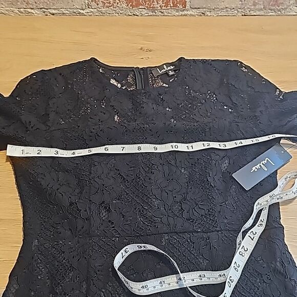 Lulu's -1210 NWT Dance With Me Black Lace Bodycon Midi Dress 3/4 Sleeves S‎ - Picture 12 of 14